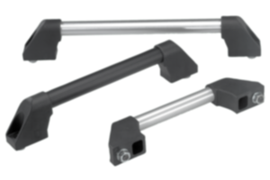 Tubular handles, aluminium with plastic grip legs, slanted both sides