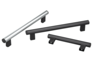 Poignées tubulaires en aluminium avec support de tube en plastique