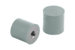 Tampon caoutchouc en inox de type E cylindrique avec taraudage, gris
