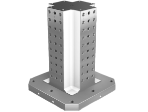 Clamping towers, grey cast iron, 4-sided, with grid holes