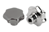 Empuñaduras en estrella similares a DIN 6336 de acero inoxidable, forma E, agujero ciego roscado