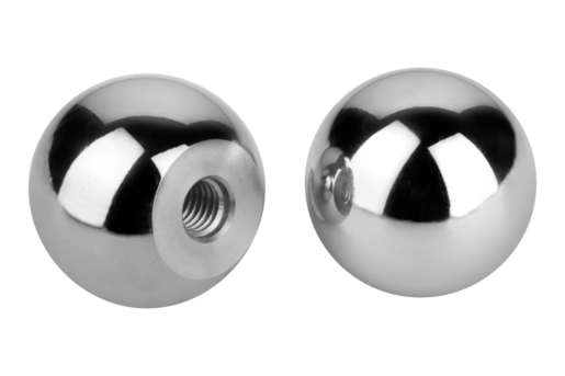 Botones esféricos de acero inoxidable o aluminio DIN 319, forma C con rosca
