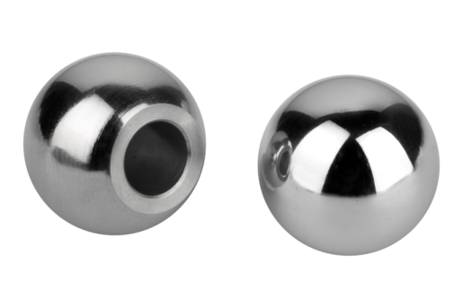 Botones esféricos de acero inoxidable o aluminio DIN 319, forma K con perforación