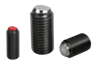 Ball-end thrust screws without head with flattened ball