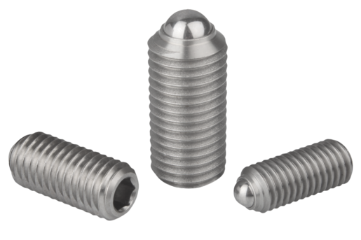 Spring plungers with hexagon socket and ball, stainless steel