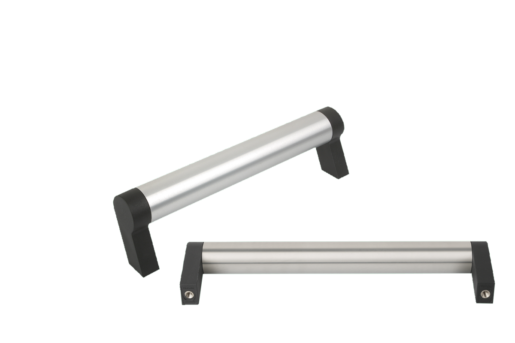 Tubular handles, aluminium with plastic grip legs, oblique
