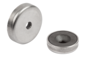 Magnets shallow pot with countersink hard ferrite with stainless-steel housing
