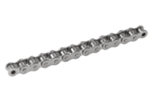 Cadenas de rodillos simples de acero inoxidable según DIN ISO 606, pestaña curvada