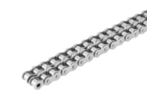Cadenas de rodillos dobles de acero inoxidable según DIN ISO 606, cubrejuntas curvado