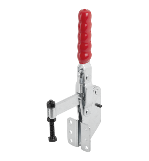 Toggle clamps vertical with angled foot and fixed clamping spindle