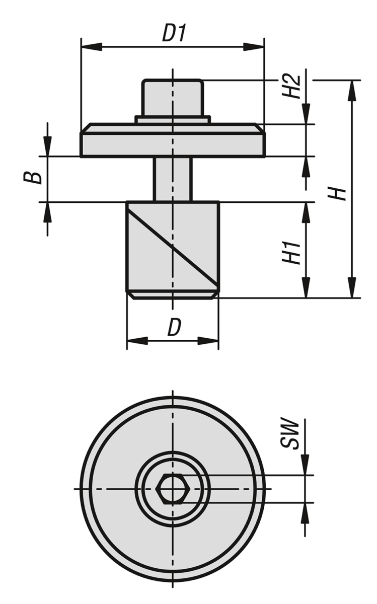 Clamping pin, steel or stainless steel with washer