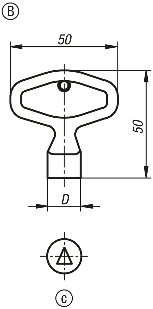 Keys for latches and locks, Form B