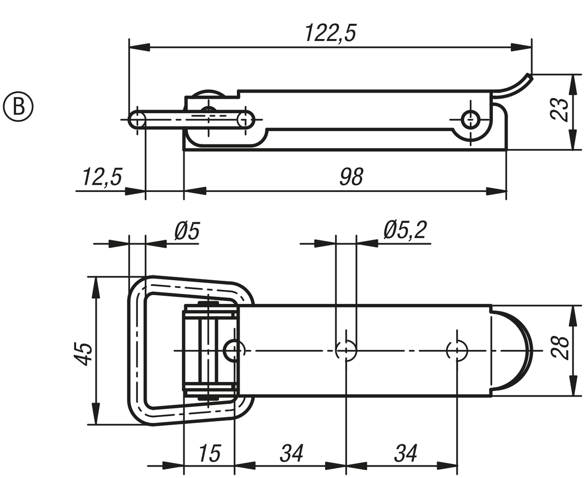 Latches with draw bail, Form B