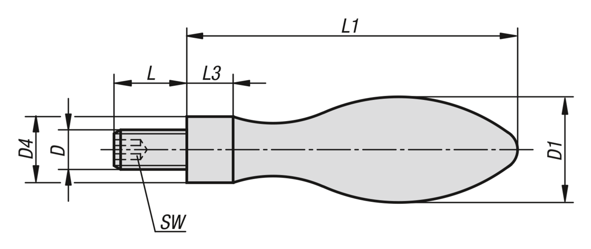 Empuñaduras bombeadas fijas DIN 39, forma E, de aluminio