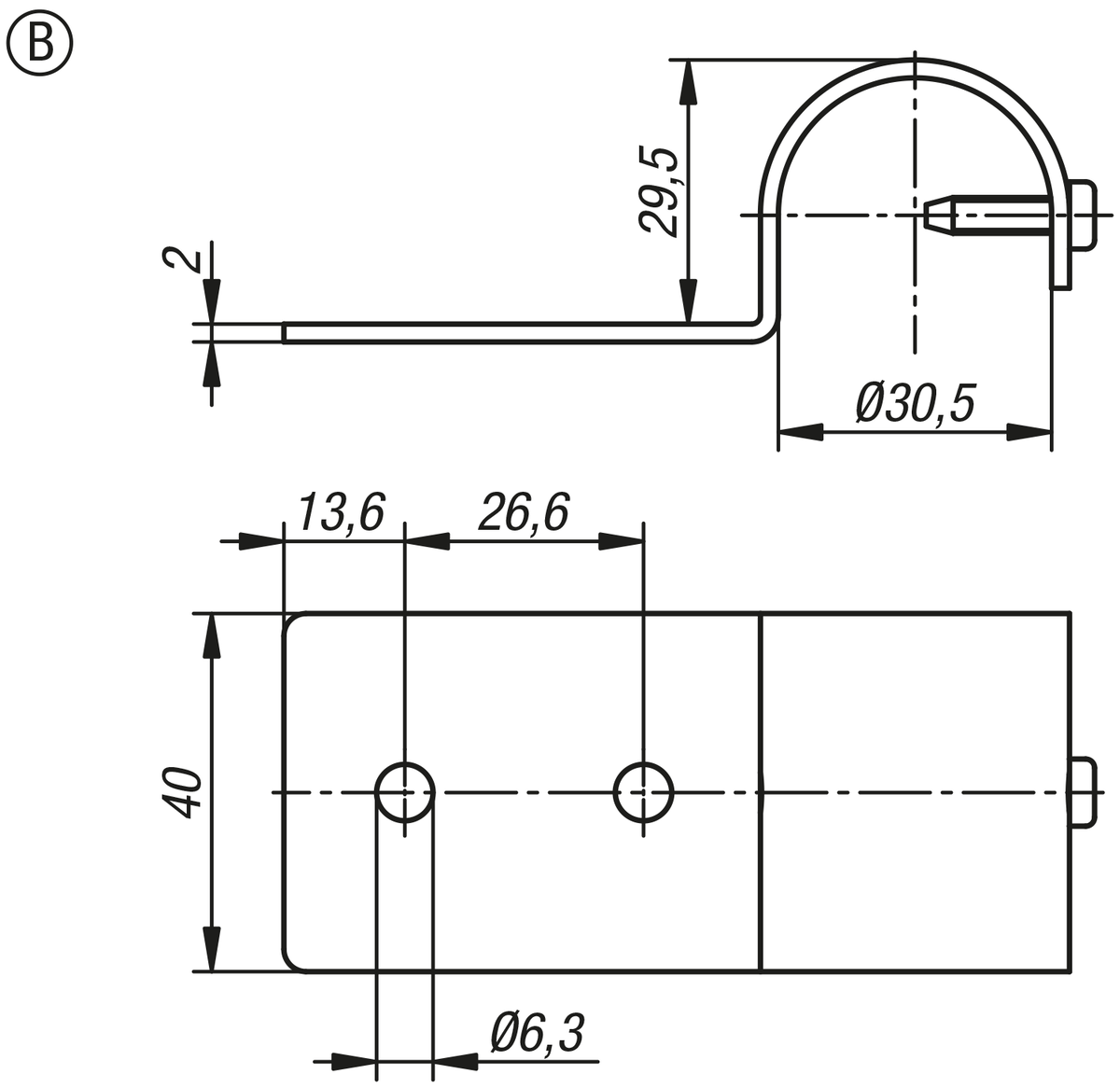 Panel suspensions Ø30 type I, Form B, single