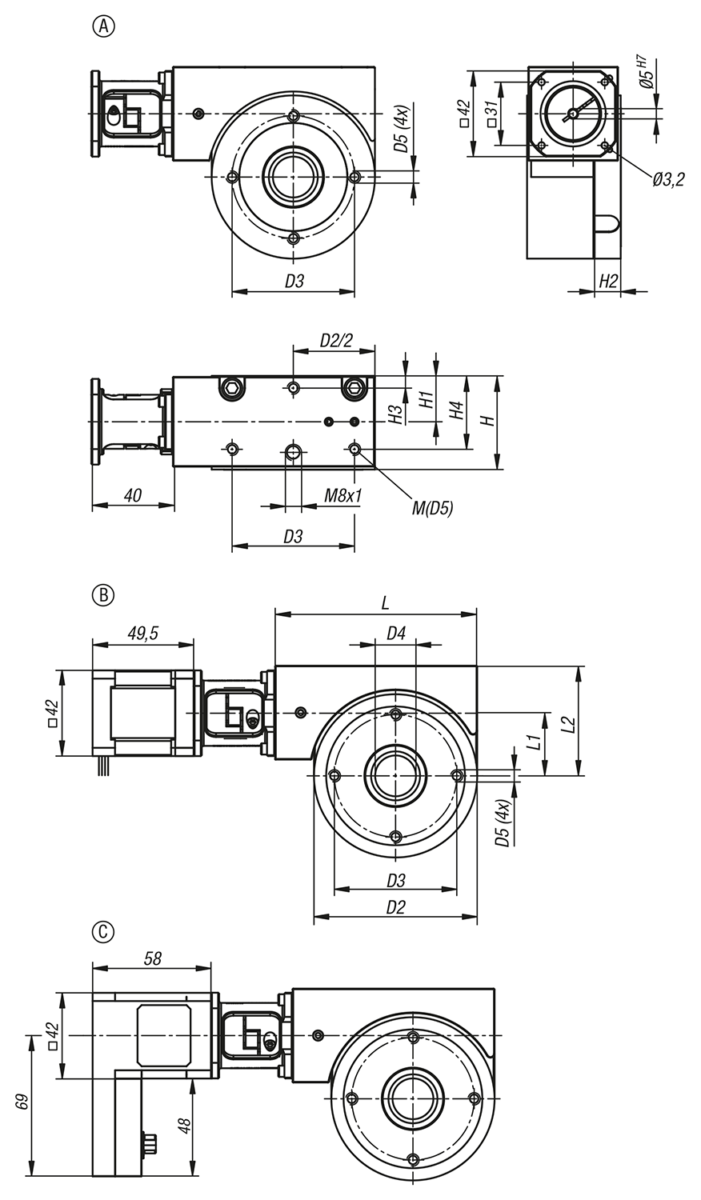 Positioning stages rotary with coaxial electric drive