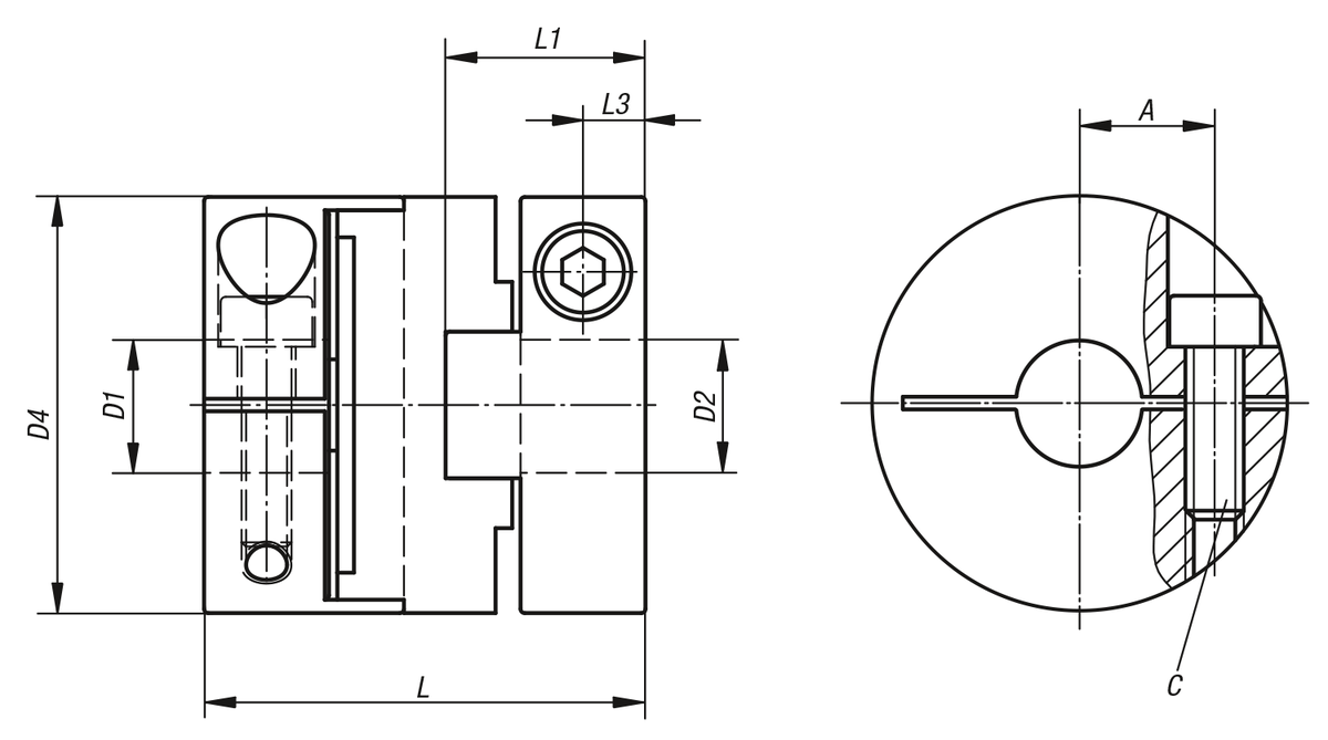 Acoplamientos del distanciador con cubo de sujeción radial
