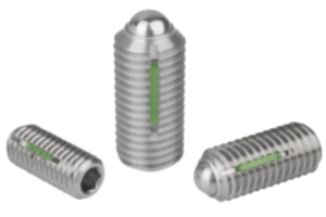 Spring plungers with hex socket and ball, stainless steel, with thread lock Spring plungers with hex socket and ball, stainless steel, with thread lock