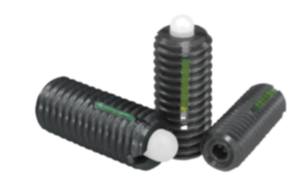Spring plungers with hex socket and POM thrust pin, steel, with thread lock Spring plungers with hex socket and POM thrust pin, steel, with thread lock
