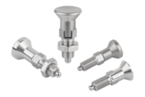 Doigt d'indexage en inox avec bouton de manœuvre en inox Doigt d'indexage en inox avec bouton de manœuvre en inox
