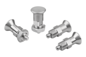 Doigts d’indexage en inox modèle court avec bouton de manœuvre en inox Doigts d’indexage en inox modèle court avec bouton de manœuvre en inox