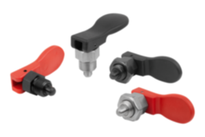 Doigt d'indexage en acier ou en inox, modèle court, avec levier à came en plastique Doigt d'indexage en acier ou en inox, modèle court, avec levier à came en plastique