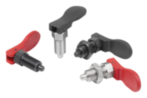 Doigt d'indexage en acier ou en inox avec levier à came en plastique Doigt d'indexage en acier ou en inox avec levier à came en plastique