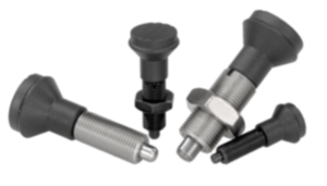 Doigts d’indexage en acier ou en inox, sans embase, avec bouton de manœuvre en plastique, avec couvercle Doigts d’indexage en acier ou en inox, sans embase, avec bouton de manœuvre en plastique, avec couvercle