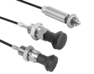 Doigt d'indexage en inox avec bouton de manœuvre en plastique et commande à distance Doigt d'indexage en inox avec bouton de manœuvre en plastique et commande à distance