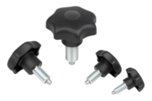 Doigt d'indexage et de serrage en acier avec bouton étoile en plastique Doigt d'indexage et de serrage en acier avec bouton étoile en plastique