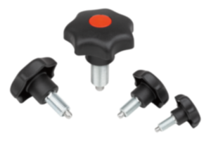 Doigt d'indexage et de serrage en acier avec bouton étoile en plastique et détection de verrouillage optique Doigt d'indexage et de serrage en acier avec bouton étoile en plastique et détection de verrouillage optique