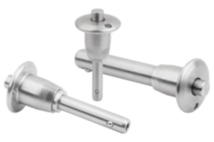 Ball lock pins with stainless steel mushroom grip, pin hardened Ball lock pins with stainless steel mushroom grip, pin hardened