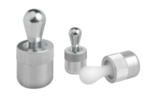Poussoirs latéraux à ressort avec douille en aluminium et doigt d’appui en plastique ou en acier Poussoirs latéraux à ressort avec douille en aluminium et doigt d’appui en plastique ou en acier