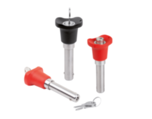 Ball lock pins, lockable with plastic grip Ball lock pins, lockable with plastic grip