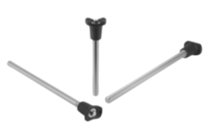 Ball lock pins with plastic grip and head-end lock Ball lock pins with plastic grip and head-end lock