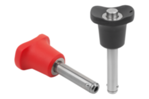 Ball lock pins with plastic grip and high shear strength Ball lock pins with plastic grip and high shear strength