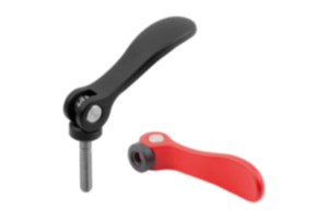 Cam levers, aluminium with internal or external thread, plastic thrust washer and steel or stainless steel stud - inch Cam levers, aluminium with internal or external thread, plastic thrust washer and steel or stainless steel stud - inch