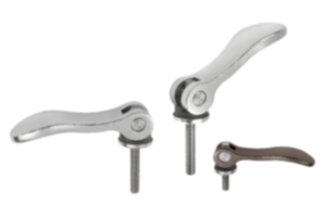 Cam levers, stainless steel, adjustable with external thread, plastic-metal thrust washer and stainless steel stud - inch Cam levers, stainless steel, adjustable with external thread, plastic-metal thrust washer and stainless steel stud - inch