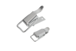 Grenouillères en acier ou en inox avec étrier de serrage jusqu’à 300 N, trous de fixation cachés Grenouillères en acier ou en inox avec étrier de serrage jusqu’à 300 N, trous de fixation cachés