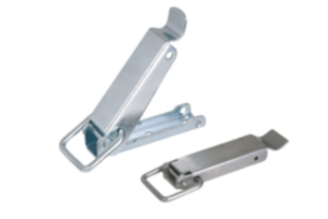 Grenouillères en acier ou en inox avec étrier de serrage jusqu’à 3 000 N, trous de fixation cachés Grenouillères en acier ou en inox avec étrier de serrage jusqu’à 3 000 N, trous de fixation cachés
