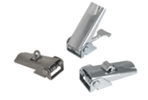 Grenouillères en acier ou en inox avec étrier en tôle jusqu’à 1 000 N, réglables, trous de fixation cachés, modèle court Grenouillères en acier ou en inox avec étrier en tôle jusqu’à 1 000 N, réglables, trous de fixation cachés, modèle court