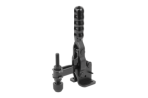 Toggle clamps, steel, black, vertical with horizontal foot and adjustable clamping spindle Toggle clamps, steel, black, vertical with horizontal foot and adjustable clamping spindle