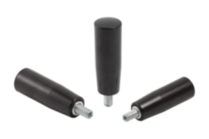 Poignées coniques rotatives en plastique (thermodurcissable), insert fileté en acier ou en inox Poignées coniques rotatives en plastique (thermodurcissable), insert fileté en acier ou en inox