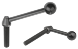 Clamping levers, steel with external thread and plastic ball knob Clamping levers, steel with external thread and plastic ball knob