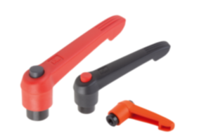 Manette indexable en plastique avec taraudage et bouton-pression, insert taraudé en acier bruni - inch Manette indexable en plastique avec taraudage et bouton-pression, insert taraudé en acier bruni - inch