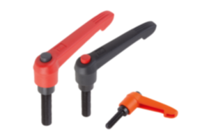 Manette indexable en plastique avec filetage et bouton-pression, insert fileté en acier bruni - inch Manette indexable en plastique avec filetage et bouton-pression, insert fileté en acier bruni - inch