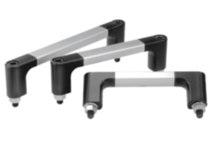 Maniglie tubolari in alluminio con supporti laterali verniciati a polvere neri