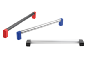 Tubular handles, aluminium or stainless steel with plastic grip legs