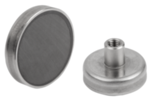 Magnets shallow pot with internal thread hard ferrite with stainless-steel housing Magnets shallow pot with internal thread hard ferrite with stainless-steel housing