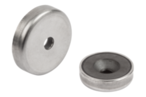 Magnets shallow pot with countersink hard ferrite with stainless-steel housing Magnets shallow pot with countersink hard ferrite with stainless-steel housing